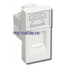 Розетка телефонная 1 модуль "ПРАЙМЕР" РКФ-10-00-П RJ-11 белая (CKK-40D-RT1-K01)